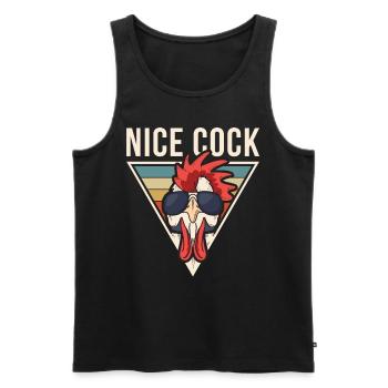 Nice Cock Hahn Vintage Retro Lustig Frech Spruch - Männer Premium Bio Tank Top - Schwarz - Vorne - Michal (187cm)
