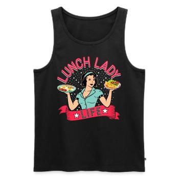 Lunch Lady I Mittagessen Lady - Men's Premium Organic Tank Top - black - Front - AI Model Male 178 light (178cm)