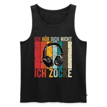 Ich hör dich nicht ich Zocke Konsole Gamer Zocker - Männer Premium Bio Tank Top - Schwarz - Vorne - Michal (187cm)
