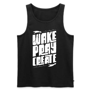Wach bete Erschaffe - Männer Premium Bio Tank Top - Schwarz - Vorne - AI Model Male 178 light (178cm)