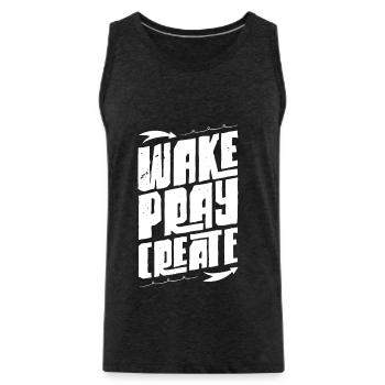 Wach bete Erschaffe - Männer Premium Bio Tank Top - Anthrazit - Vorne - Alexander (188cm)