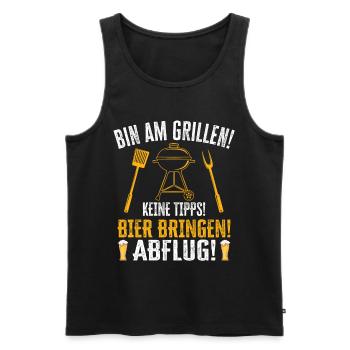 Grillmeister Bin am Grill Papa BBQ Grillen - Männer Premium Bio Tank Top - Schwarz - Vorne - AI Model Male 178 light (178cm)
