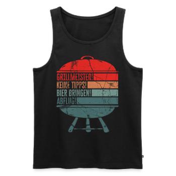 Grillmeister Papa BBQ Grillen Grillabend Grillsais - Männer Premium Bio Tank Top - Schwarz - Vorne - AI Model Male 178 light (178cm)