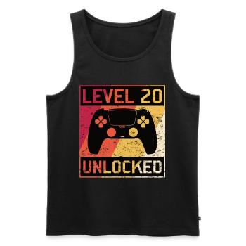 Gaming Gaming 20 Birthday Level 20 Unlocked - Men's Premium Organic Tank Top - black - Front - AI Model Male 178 light (178cm)