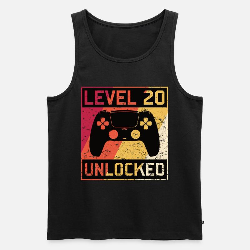 Gaming Zocken 20 Geburtstag Level 20 Unlocked - Männer Premium Bio Tank Top - Schwarz