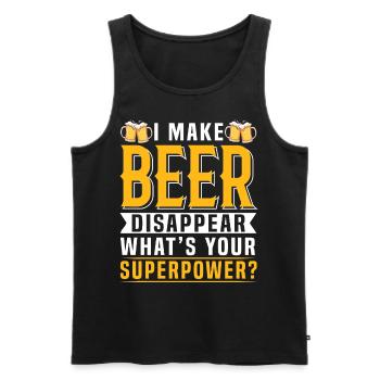 Je vais faire disparaître la bière Qu’est-ce que tu as fait - Débardeur bio Premium Homme - noir - Devant - AI Model Male 178 light (178cm)
