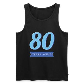 80 ans anniversaire Idée cadeau Drôles de phrases - Débardeur bio Premium Homme - noir - Devant - AI Model Male 178 light (178cm)