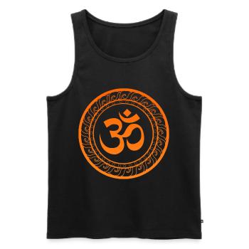 Om Ohm Aum Buddhism Symbole Yoga Sanskrit - Débardeur bio Premium Homme - noir - Devant - AI Model Male 178 light (178cm)