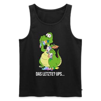 Lustiger Drachen Drache frisst Das Letzte Einhorn - Männer Premium Bio Tank Top - Schwarz - Vorne - Michal (187cm)