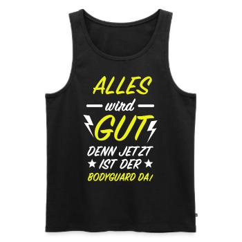 Bodyguard Alles Wird Gut Türsteher Security Spruch - Männer Premium Bio Tank Top - Schwarz - Vorne - Michal (187cm)
