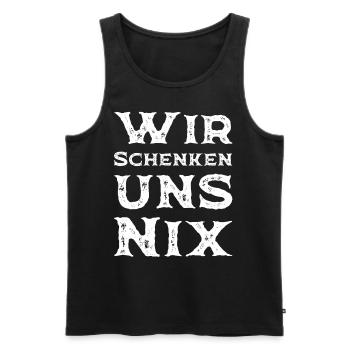 Wir schenken uns nix lustiges Geschenk - Männer Premium Bio Tank Top - Schwarz - Vorne - AI Model Male 178 light (178cm)