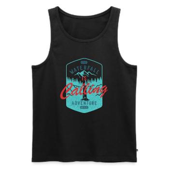 Waterfall Adventure Mountains Hiking Alps - Men's Premium Organic Tank Top - black - Front - Michal (187cm)