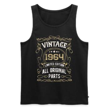 Born in 1964 Birthday gift 58 years - Men's Premium Organic Tank Top - black - Front - AI Model Male 178 light (178cm)