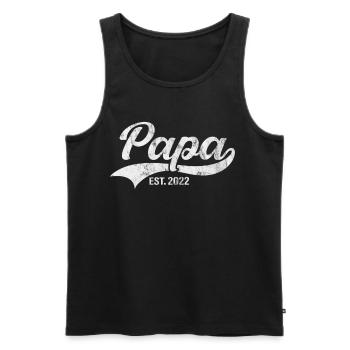Papa Est. 2022 Father-to-be Gift Funny - Men's Premium Organic Tank Top - black - Front - Michal (187cm)