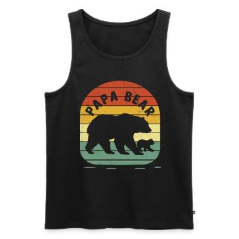 Father's Day PapaBear Papa Vintage Retro Bear - Men's Premium Organic Tank Top - black - Front - Michal (187cm)