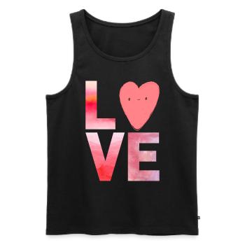 Love Herz Kawaii - Männer Premium Bio Tank Top - Schwarz - Vorne - Michal (187cm)