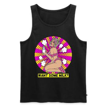 EROTIC POP-ART ARTWORK SEXY COMIC GIRL MILK - Men's Premium Organic Tank Top - black - Front - AI Model Male 178 light (178cm)