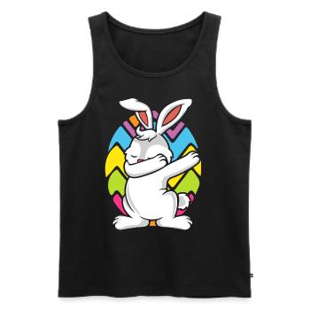 Lapin de Pâques DABBING EASTERBUNNY Easter Egg - Débardeur bio Premium Homme - noir - Devant - AI Model Male 178 light (178cm)