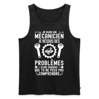 Humour mécanicien 4 - Débardeur bio Premium Homme - noir - Devant - AI Model Male 178 light (178cm)