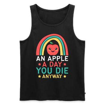 AN APPLE A DAY YOU DIE ANYWAY LUSTIGER SPRUCH - Männer Premium Bio Tank Top - Schwarz - Vorne - AI Model Male 178 light (178cm)