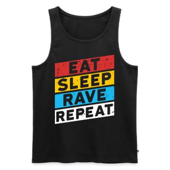 RAVE RAVER FESTIVAL PARTY | EAT SLEEP RAVE REPEAT - Männer Premium Bio Tank Top - Schwarz - Vorne - AI Model Male 178 light (178cm)