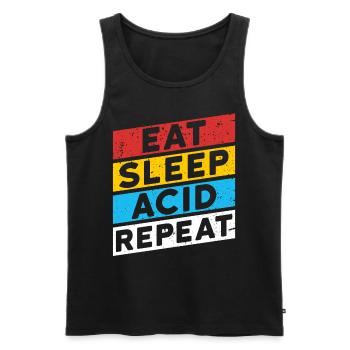 ACID DROGEN SPRUCH | EAT SLEEP ACID REPEAT - Männer Premium Bio Tank Top - Schwarz - Vorne - AI Model Male 178 light (178cm)