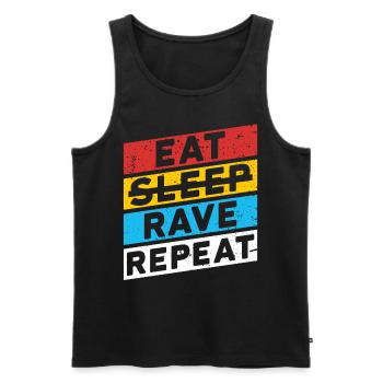 RAVE RAVER FESTIVAL PARTY | EAT SLEEP RAVE REPEAT - Männer Premium Bio Tank Top - Schwarz - Vorne - AI Model Male 178 light (178cm)