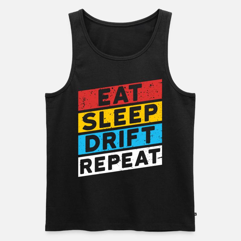 DRIFTER DRIFTEN | EAT SLEEP DRIFT REPEAT - Männer Premium Bio Tank Top - Schwarz