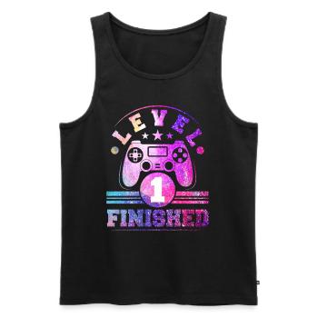 1 Geburtstag Level 1 Finished - Männer Premium Bio Tank Top - Schwarz - Vorne - AI Model Male 178 light (178cm)