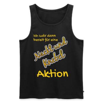 Nackt und Knebel Aktion - Männer Premium Bio Tank Top - Schwarz - Vorne - AI Model Male 178 light (178cm)