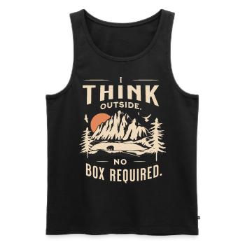 I like to think outside. No box required. - Männer Premium Bio Tank Top - Schwarz - Vorne - Michal (187cm)
