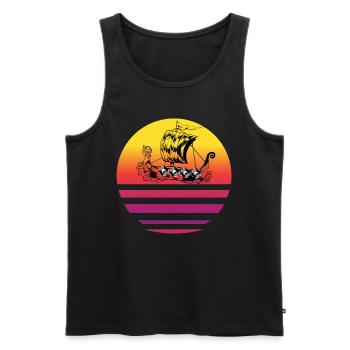 Wikinger Schiff Vintage Retro Langschiff - Männer Premium Bio Tank Top - Schwarz - Vorne - AI Model Male 178 light (178cm)