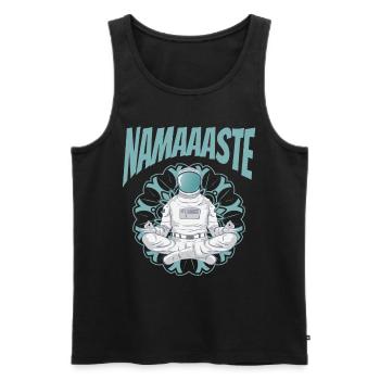 Namaste Space Yoga Astronaute Méditer - Débardeur bio Premium Homme - noir - Devant - Michal (187cm)