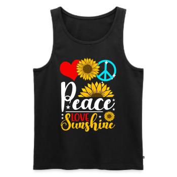 Paix, Amour, Soleil - Tournesols - Débardeur bio Premium Homme - noir - Devant - Michal (187cm)
