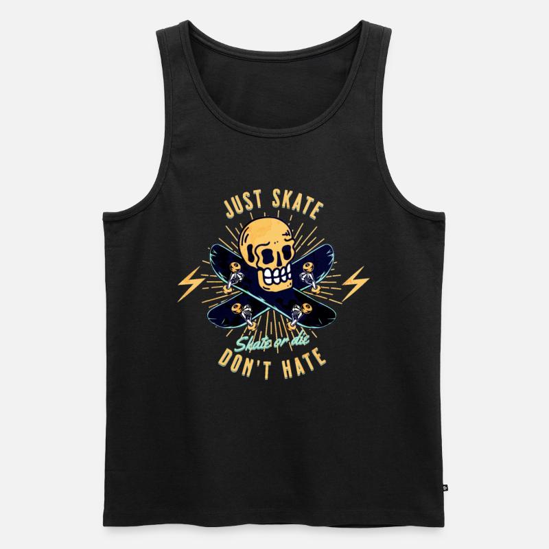 Just Skate Don't Hate Skull - Männer Premium Bio Tank Top - Schwarz