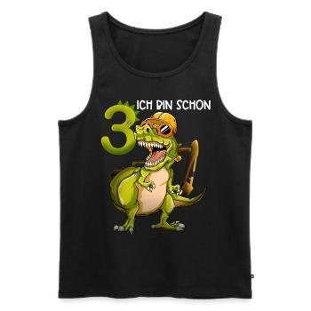 Geburtstag Kinder 3 Jahre Drei Dritter Dino Bagger - Männer Premium Bio Tank Top - Schwarz - Vorne - AI Model Male 178 light (178cm)