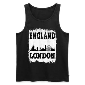 Londres Angleterre Uk City Skyline Accueil Amour - Débardeur bio Premium Homme - noir - Devant - AI Model Male 178 light (178cm)