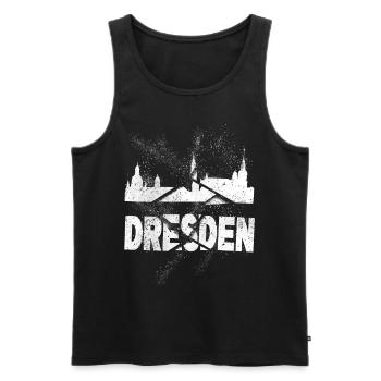 Dresden Germany City Skyline Font Grunge - Men's Premium Organic Tank Top - black - Front - AI Model Male 178 light (178cm)