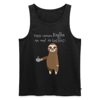 Kaffee Faultier - Männer Premium Bio Tank Top - Schwarz - Vorne - Michal (187cm)