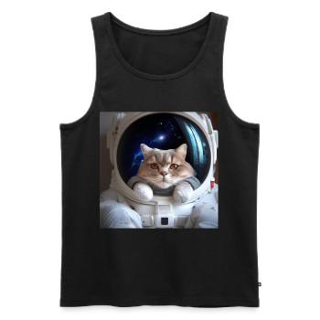 Katze im Weltraum - Männer Premium Bio Tank Top - Schwarz - Vorne - Michal (187cm)