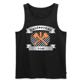 Handwerker hier II - Männer Premium Bio Tank Top - Schwarz - Vorne - AI Model Male 178 light (178cm)