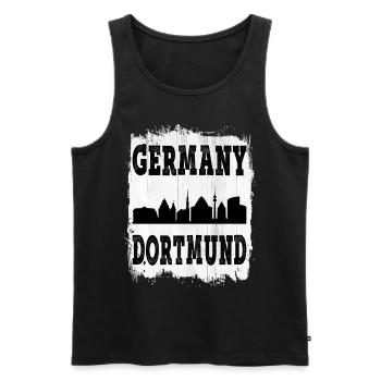 Dortmund Allemagne Ville Skyline Accueil Amour - Débardeur bio Premium Homme - noir - Devant - AI Model Male 178 light (178cm)