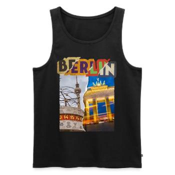 Berlin Germany City Skyline Vintage Retro - Men's Premium Organic Tank Top - black - Front - AI Model Male 178 light (178cm)