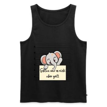 Elefant lustiger Spruch humor Gefängnisbild - Männer Premium Bio Tank Top - Schwarz - Vorne - Michal (187cm)