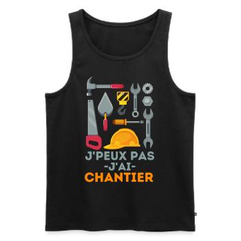 chantier de construction worker maçon - Débardeur bio Premium Homme - noir - Devant - Michal (187cm)