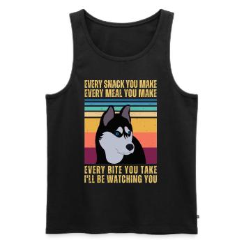 HUSKY BEOBACHTEN - Männer Premium Bio Tank Top - Schwarz - Vorne - AI Model Male 178 light (178cm)