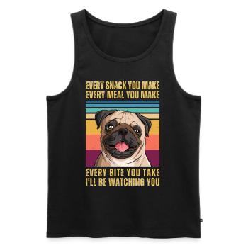Mops beobachten - Männer Premium Bio Tank Top - Schwarz - Vorne - AI Model Male 178 light (178cm)