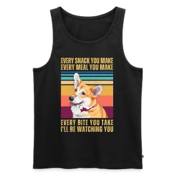 CORGI BEOBACHTEN - Männer Premium Bio Tank Top - Schwarz - Vorne - AI Model Male 178 light (178cm)