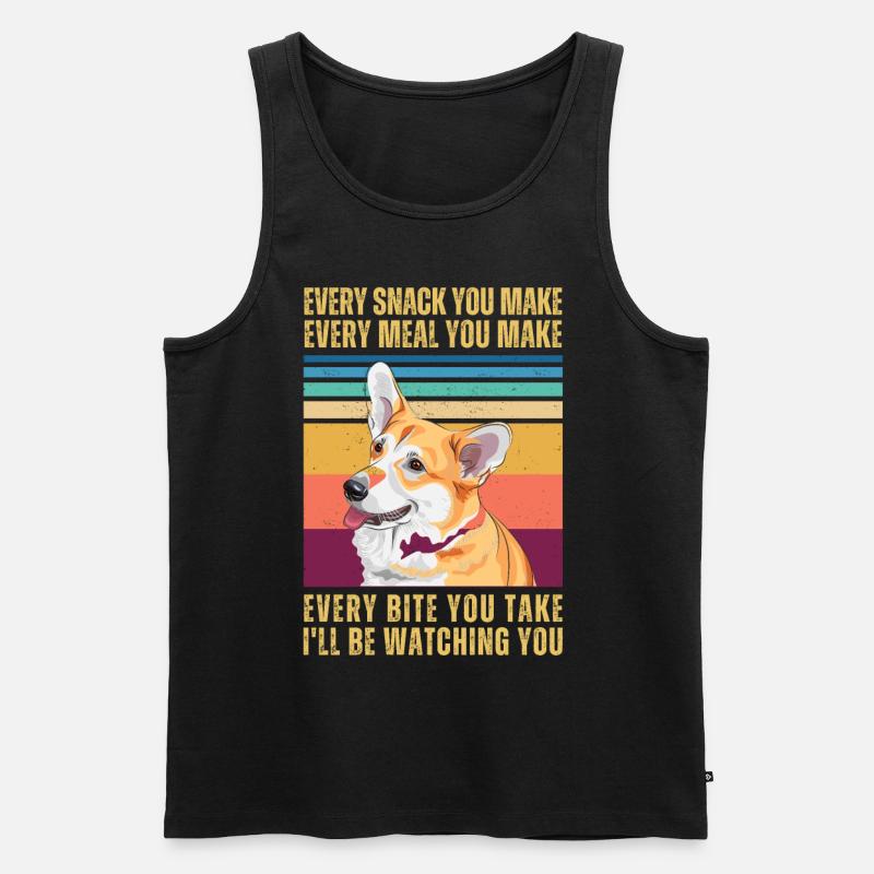 CORGI BEOBACHTEN - Männer Premium Bio Tank Top - Schwarz