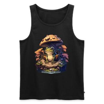 Frosch mit Pilzen Frösche Kröte Amphibie - Männer Premium Bio Tank Top - Schwarz - Vorne - Michal (187cm)